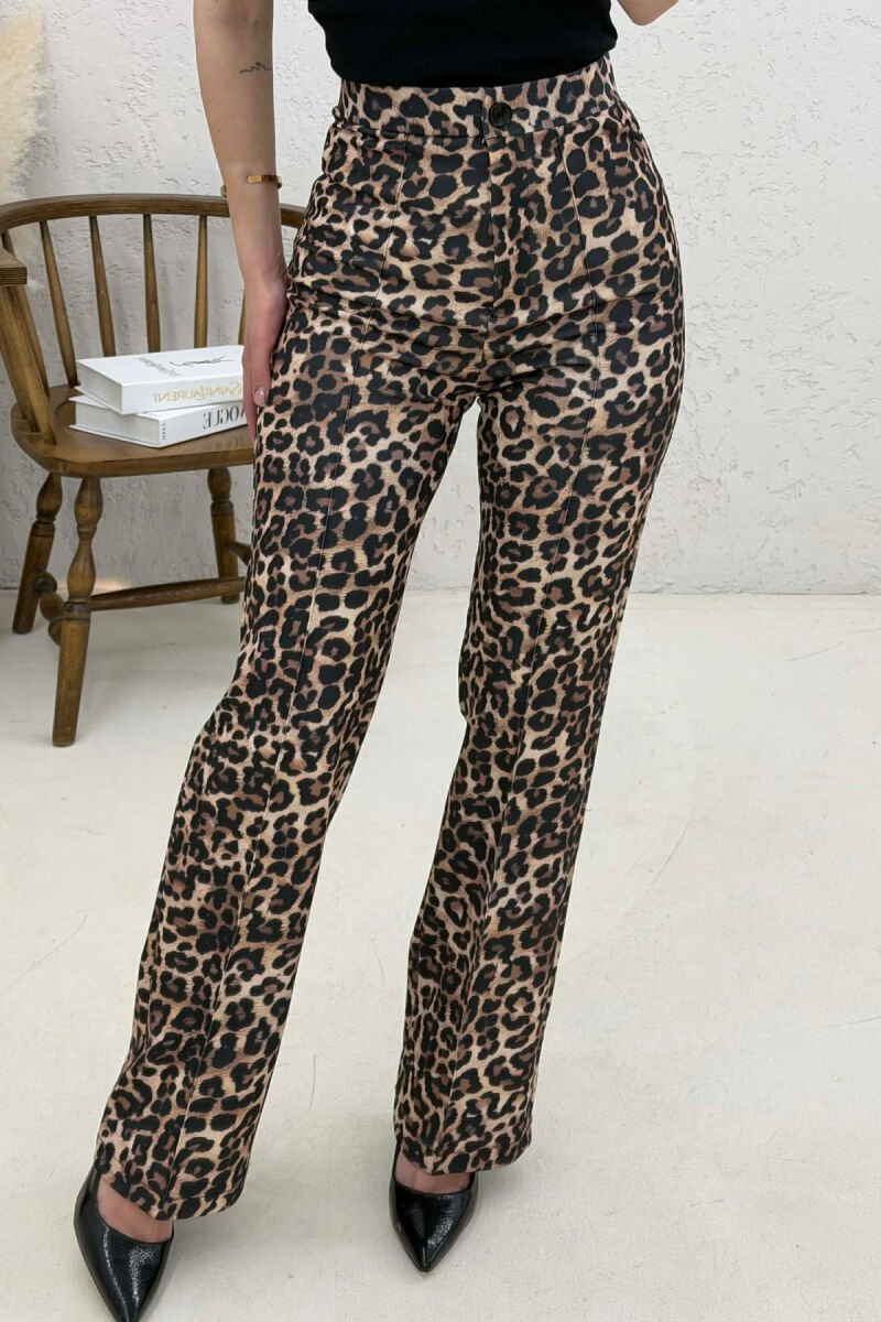 LEO DESIGN SEMI ELASTIC WAIST WOMAN TROUSERS LEO/LEOPARD - 3