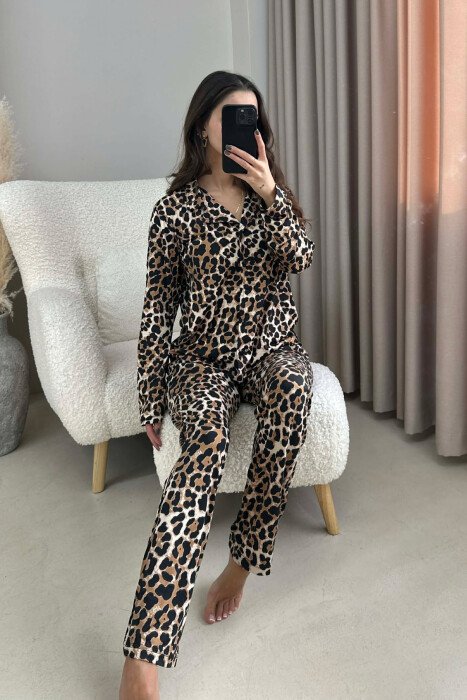 PIZHAME KËMISHË+TUTA PËR FEMRA ME DIZAJN LEOPARD - KLAUDIO FASHION
