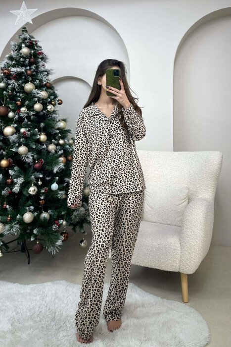 PIZHAMA ME DIZAJN LEOPRAD BLUZË+PANTALLONA PËR FEMRA - KLAUDIO FASHION