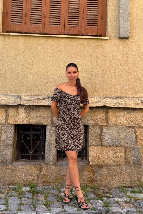 LEO DESIGN SHORT WOMAN DRESS LEO/LEOPARD - 4