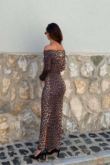 LEO DESIGN SHOULDERS OF LONG SLEEVE WOMAN DRESS LEO/LEOPARD - 5