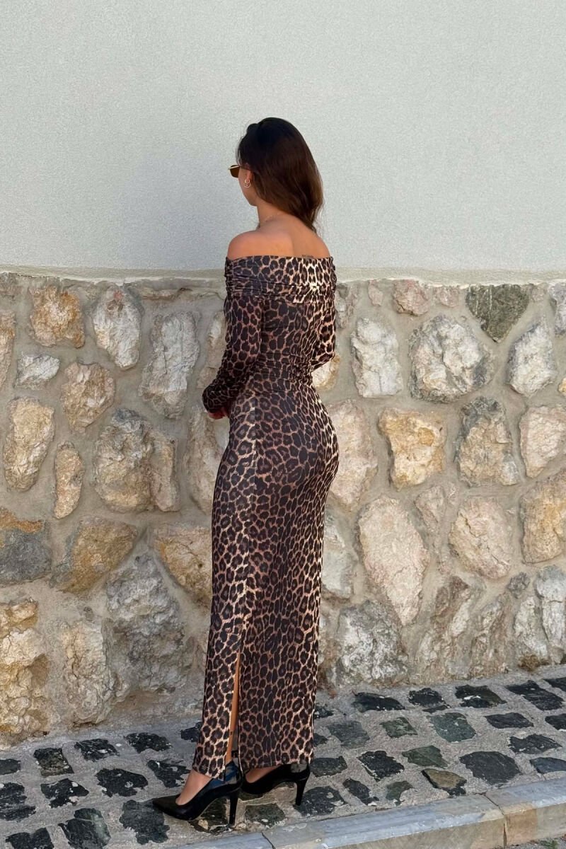 LEO DESIGN SHOULDERS OF LONG SLEEVE WOMAN DRESS LEO/LEOPARD - 5
