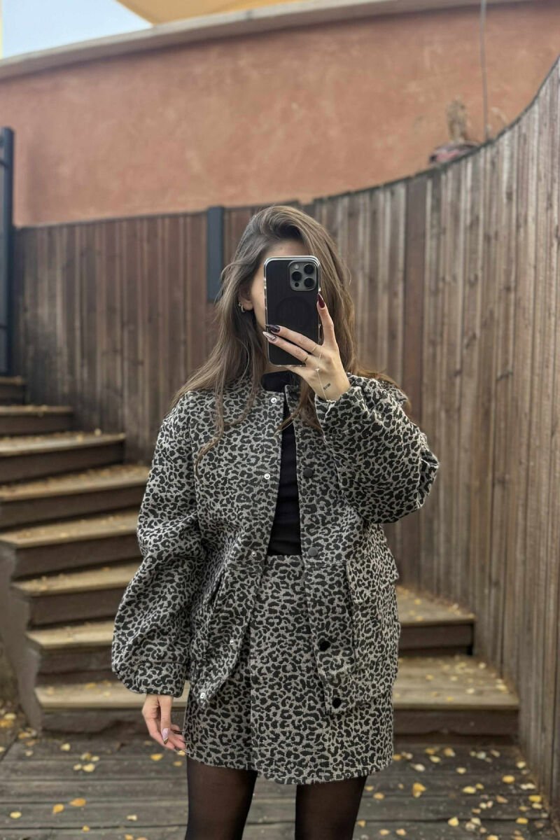LEO DESIGN SIMPLE JACKET+SKIRT WOMEN SET BROWN/KAFE - 2