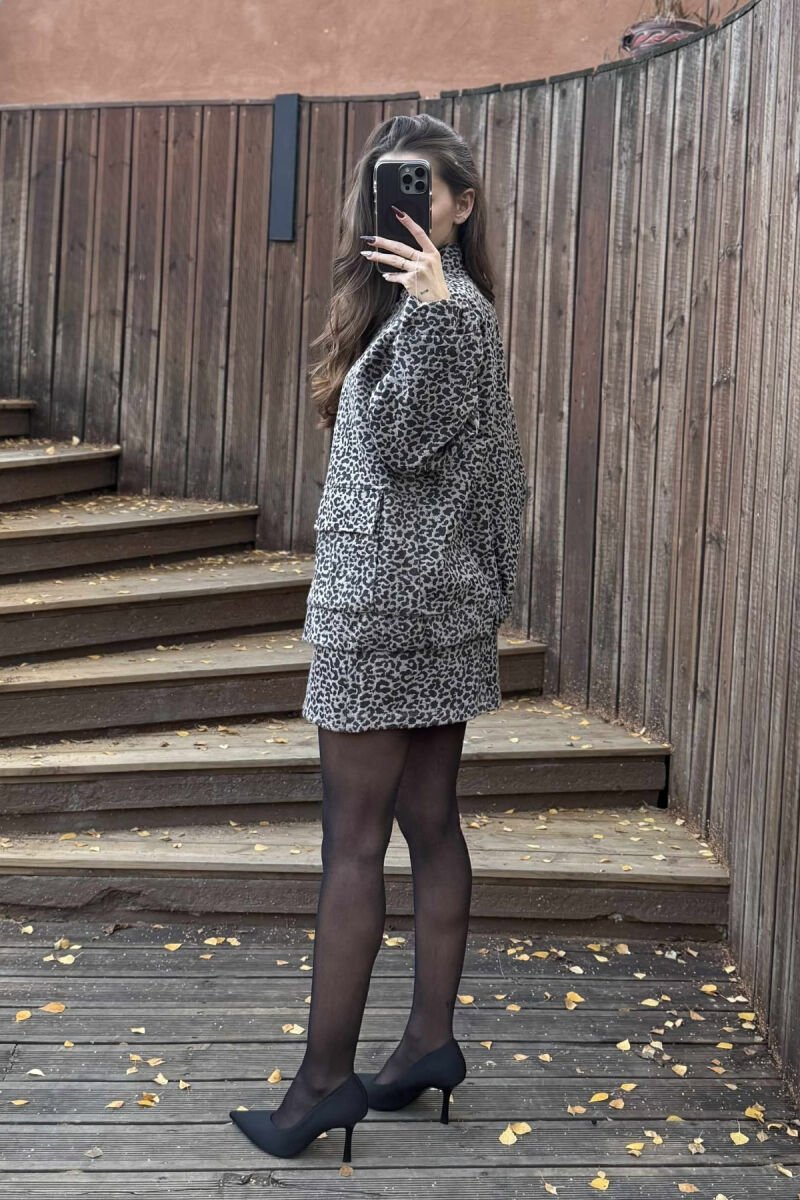 LEO DESIGN SIMPLE JACKET+SKIRT WOMEN SET BROWN/KAFE - 3