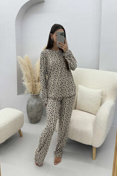 PIZHAMA ME DIZAJN LEOPARD BLUZË+PANTALLONA PËR FEMRA - KLAUDIO FASHION