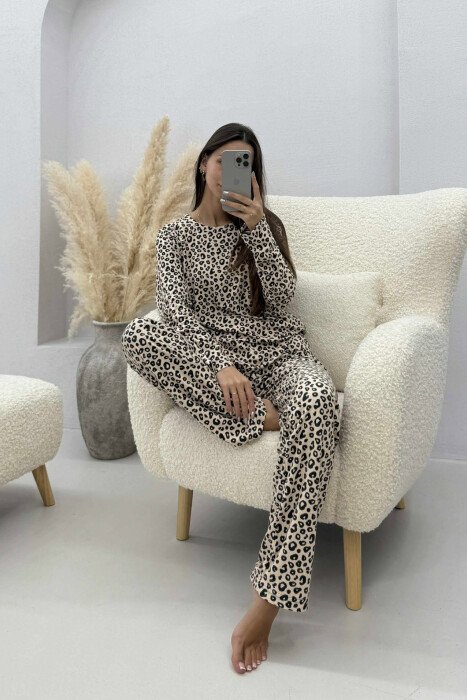 LEO DESIGN SWEATSHIRT+TROUSERS WOMEN PYJAMAS LEO/LEOPARD - 4