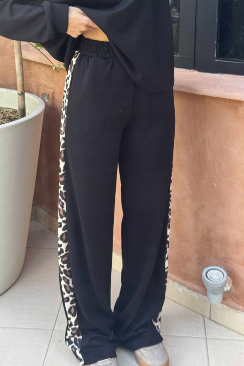 LEO PRINT DETAILS BLOUSE+SWEATPANTS WOMEN SET BLACK/ E ZEZE - 3