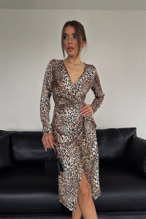 LEO PRINT WOMAN DRESS LEO/LEOPARD - KLAUDIO FASHION