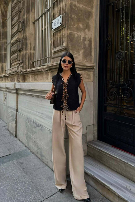 LEO PRINTS LACINGS WOOL WOMEN VEST BLACK/ E ZEZE - 2