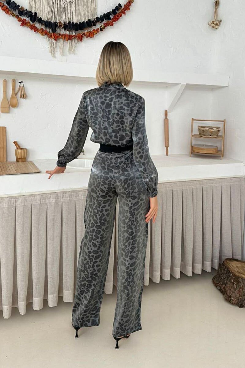 LEO PRINTS SIMPLE JACKET + TROUSERS WOMAN TWO PIECE SET DARK GREY/GEE - 2