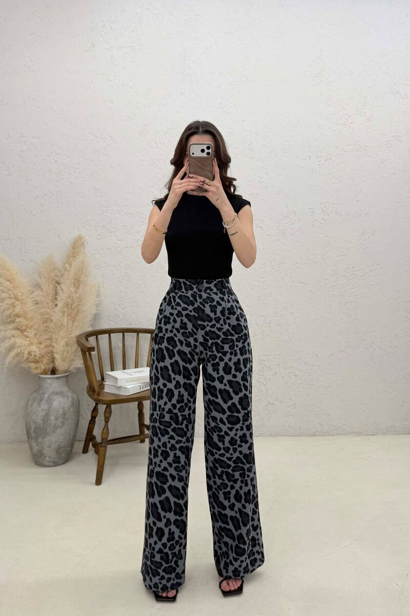 LEO PRINTS WOMAN TROUSERS DARK GREY/GEE - 1