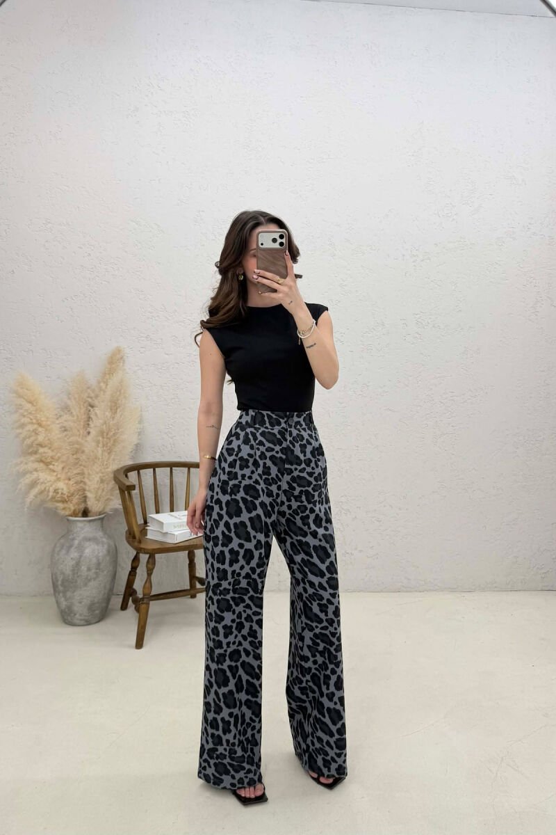 LEO PRINTS WOMAN TROUSERS DARK GREY/GEE - 2