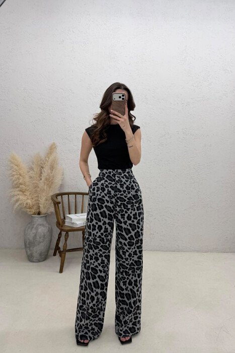 LEO PRINTS WOMAN TROUSERS GREY/GRI 