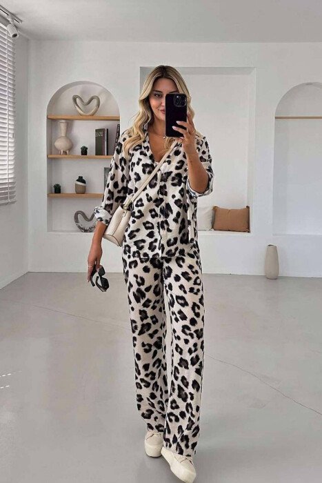 LEOPARD PATTERN WOMEN SET BEIGE/BEZHE - KLAUDIO FASHION