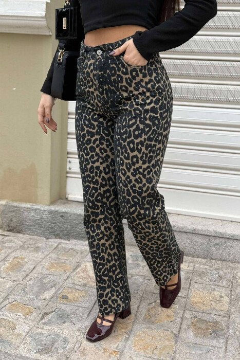 LEOPARD PRINT WOMEN JEANS LEO/LEOPARD - KLAUDIO FASHION