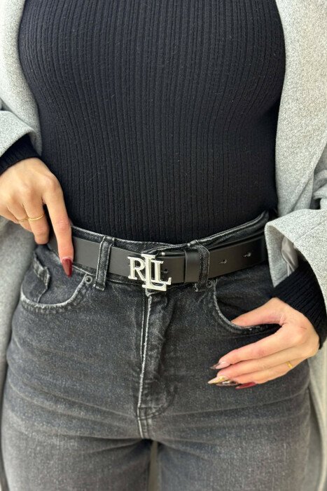 LETTER BUCKLE DESIGN LEATHER WOMEN BELT SILVER/ARGJEND - 2