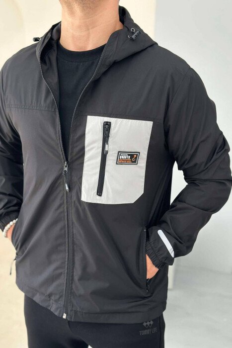 LIGHT RAINY ONE COLOR MEN JACKET BLACK/ E ZEZE - KLAUDIO FASHION