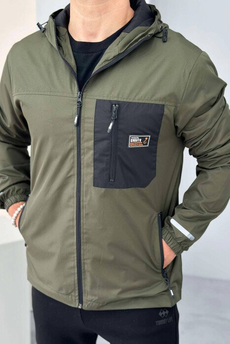 LIGHT RAINY ONE COLOR MEN JACKET DARK GREEN/JEE - KLAUDIO FASHION