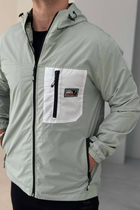 LIGHT RAINY ONE COLOR MEN JACKET MINT/MENTE - KLAUDIO FASHION
