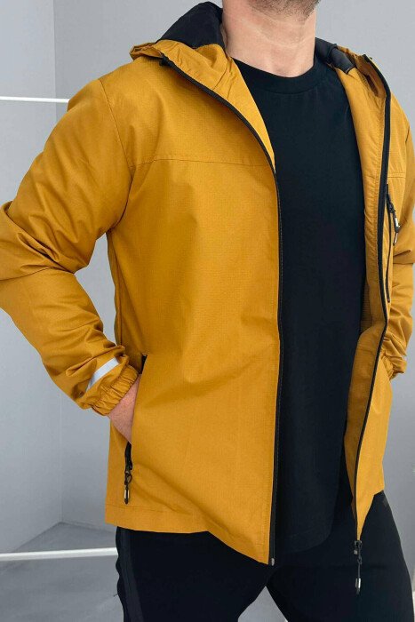LIGHT RAINY ONE COLOR MEN JACKET MUSTARD/MUSTARDE - KLAUDIO FASHION