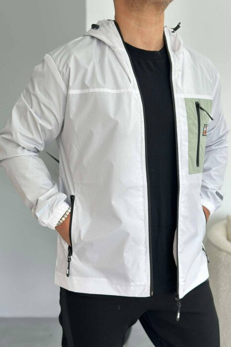 LIGHT RAINY ONE COLOR MEN JACKET WHITE-E BARDHE - KLAUDIO FASHION