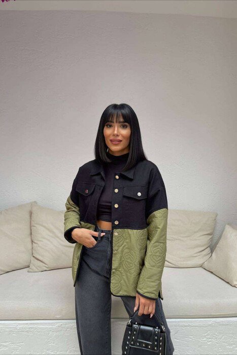 LIGHT TWO COLOR WOMEN JACKET BLACK-GREEN/ZEJE 