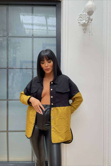 LIGHT TWO COLOR WOMEN JACKET BLACK+LIGHT GREEN/ZEZA+JEZB 