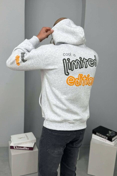 LIMITED EDITION WRITTING FLUFFY MEN HOODIE LIGHT GREY/GZ - 3
