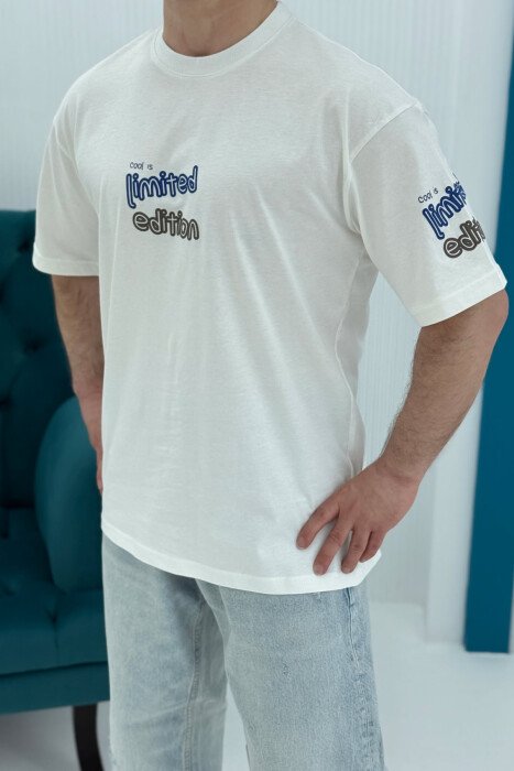 LIMITED EDITION WRITTING MEN T-SHIRT WHITE-E BARDHE - KLAUDIO FASHION