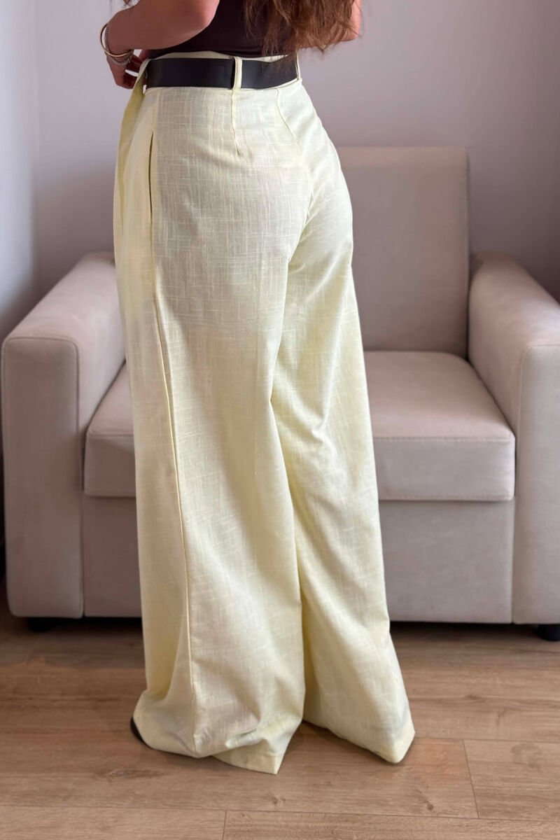 LINEN BLEND BELT DETAIL WOMAN TROUSERS YELLOW/E VERDHE - 2