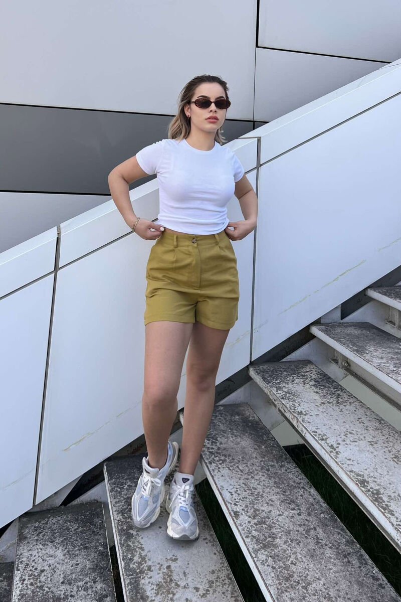 LINEN ONE COLOR WOMEN SHORTS OLIVE/ULLI - 4