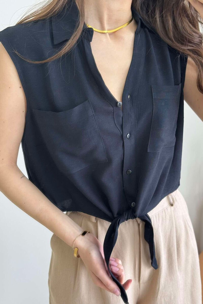 LINEN SHIRT FOR WOMEN BLACK/ E ZEZE - 11