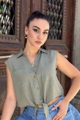 LINEN SHIRT FOR WOMEN OLIVE/ULLI 
