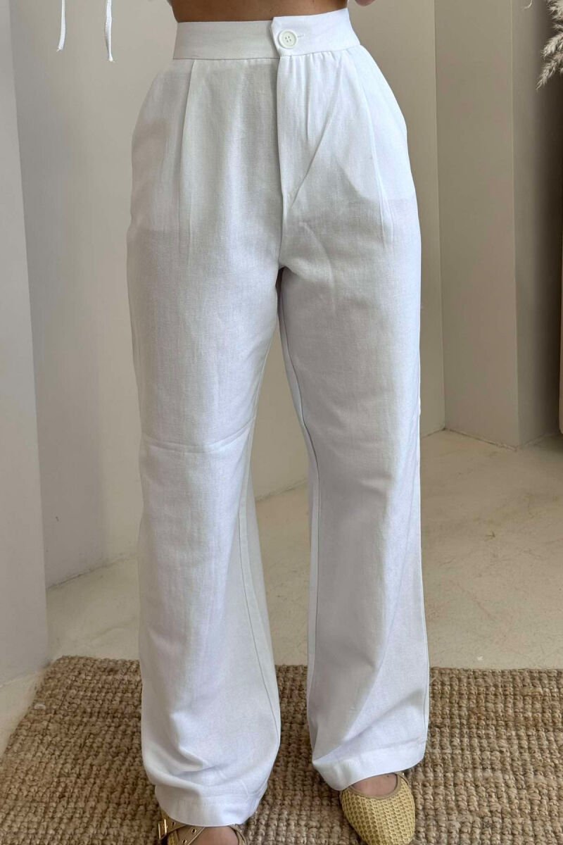 LINEN VEST+TROUSERS WOMAN SET WHITE-E BARDHE - 4