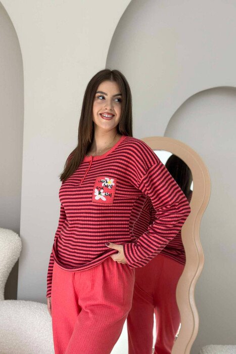 LINES BUTTONS WOMAN PYJAMAS SALMON/SALMON - 2