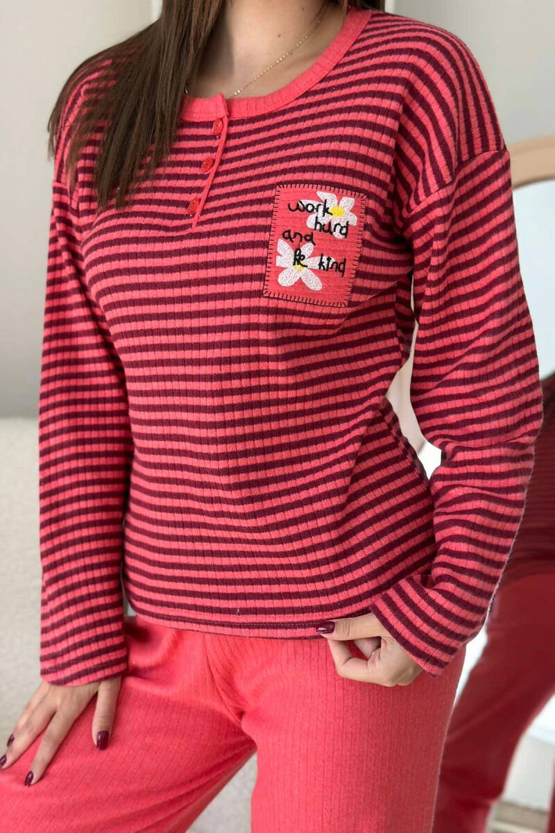 LINES BUTTONS WOMAN PYJAMAS SALMON/SALMON - 4