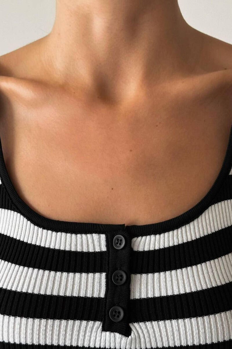 LINES BUTTONS WOMAN TOP BLACK-WHITE/ZB - 2