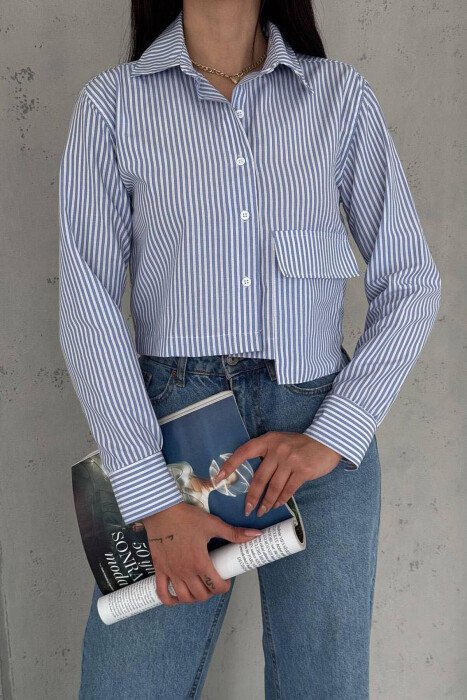 LINES COLOR SHIRT WOMAN SHIRT BABY BLUE/BLU BY - KLAUDIO FASHION