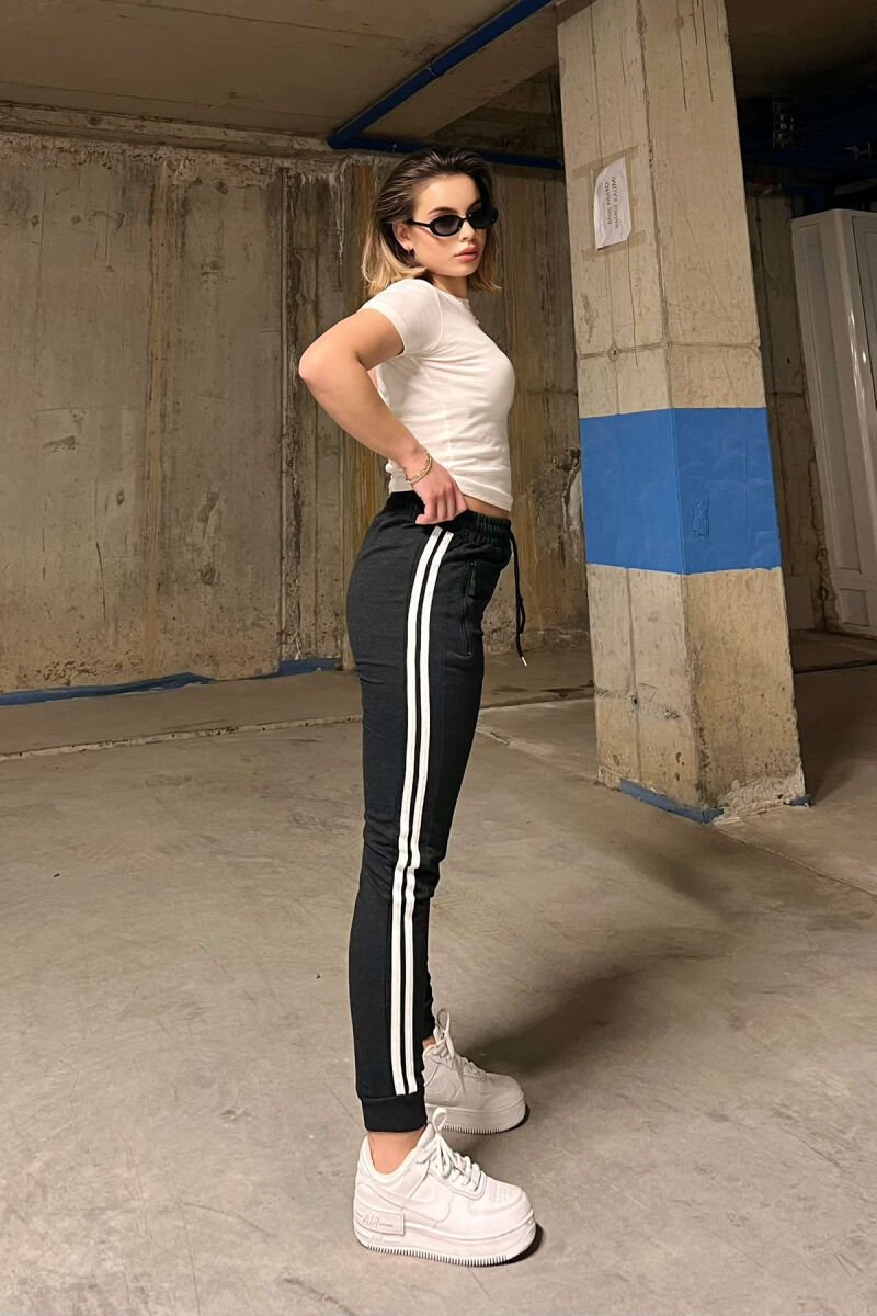 LINES COTTON WOMAN SWEATPANTS DARK GREY/GEE - 5