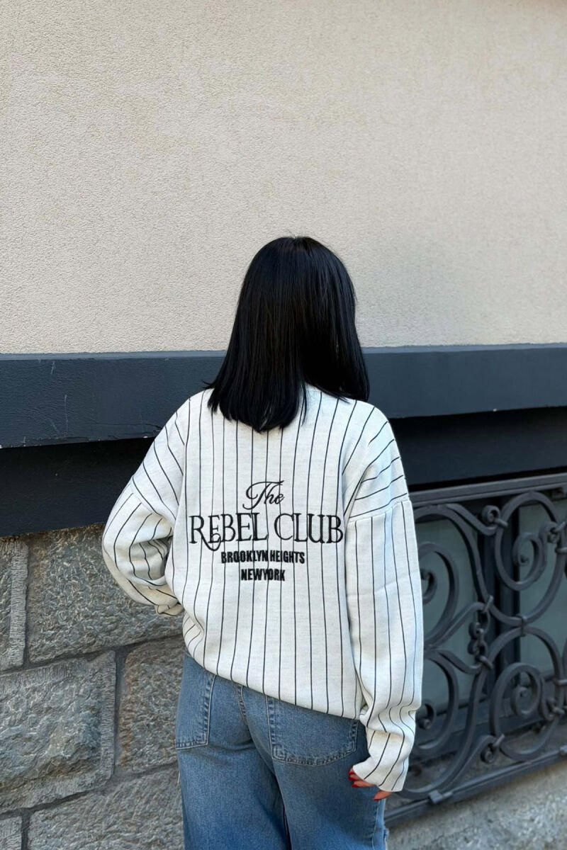 LINES DEIGN ROUND NECK WOMAN SWEATER WHITE-E BARDHE - 4