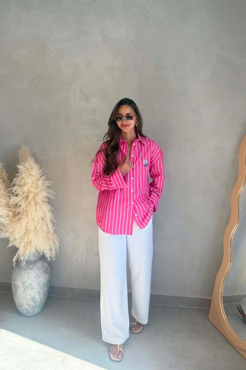 LINES DESIGN BEAR LOGO WOMAN SHIRT FUCHSIA/CIKLAMI - 2