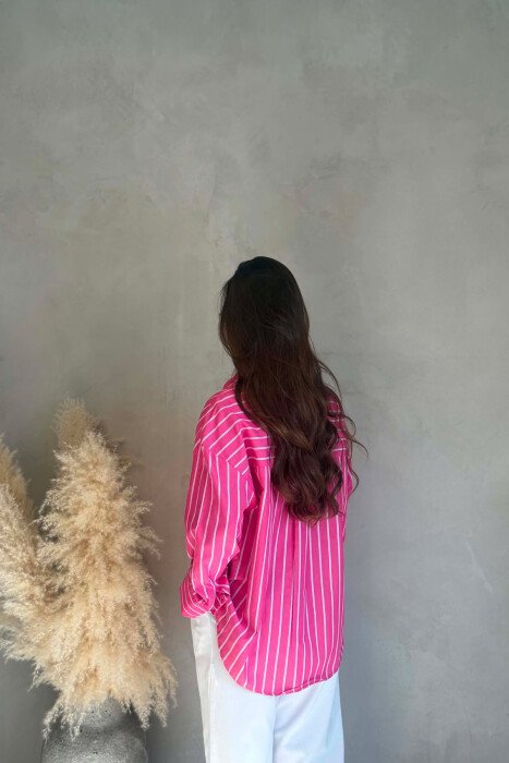 LINES DESIGN BEAR LOGO WOMAN SHIRT FUCHSIA/CIKLAMI - 3