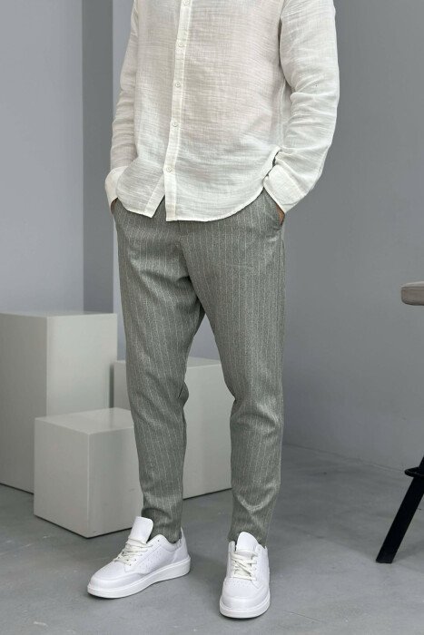 LINES DESIGN BELT DETAIL MEN PANTS GREY/GRI - 3
