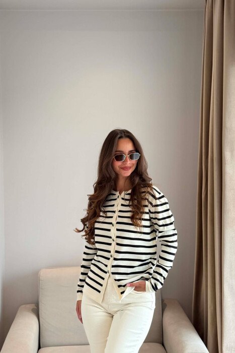 LINES DESIGN BUTTONED WOMAN CARDIGAN BLACK/ E ZEZE - 