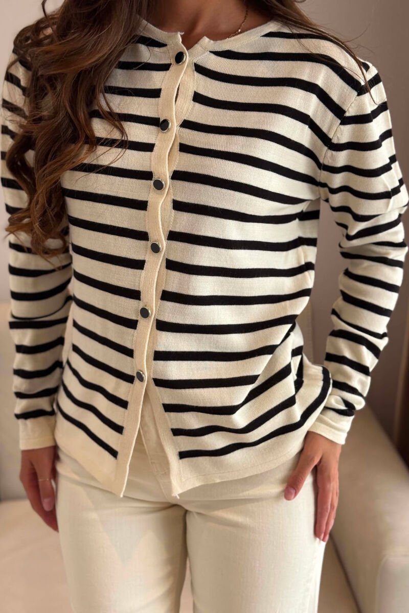 LINES DESIGN BUTTONED WOMAN CARDIGAN BLACK/ E ZEZE - 2