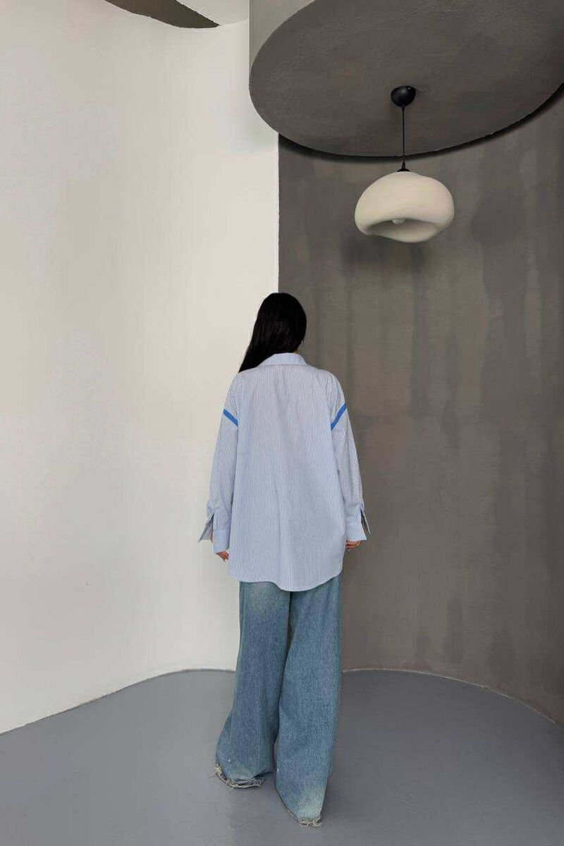 LINES DESIGN FRONT POCKET WOMAN SHIRT LIGHTBLUE/BZ - 4