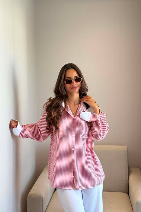 KEMISHE ME VIJA ME XHEPA PARA PER FEMRA NE NGJYRE TE KUQE - KLAUDIO FASHION