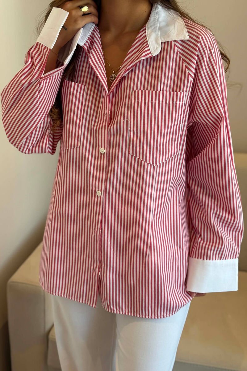 LINES DESIGN FRONT POCKETS WOMAN SHIRT RED/E KUQE - 2