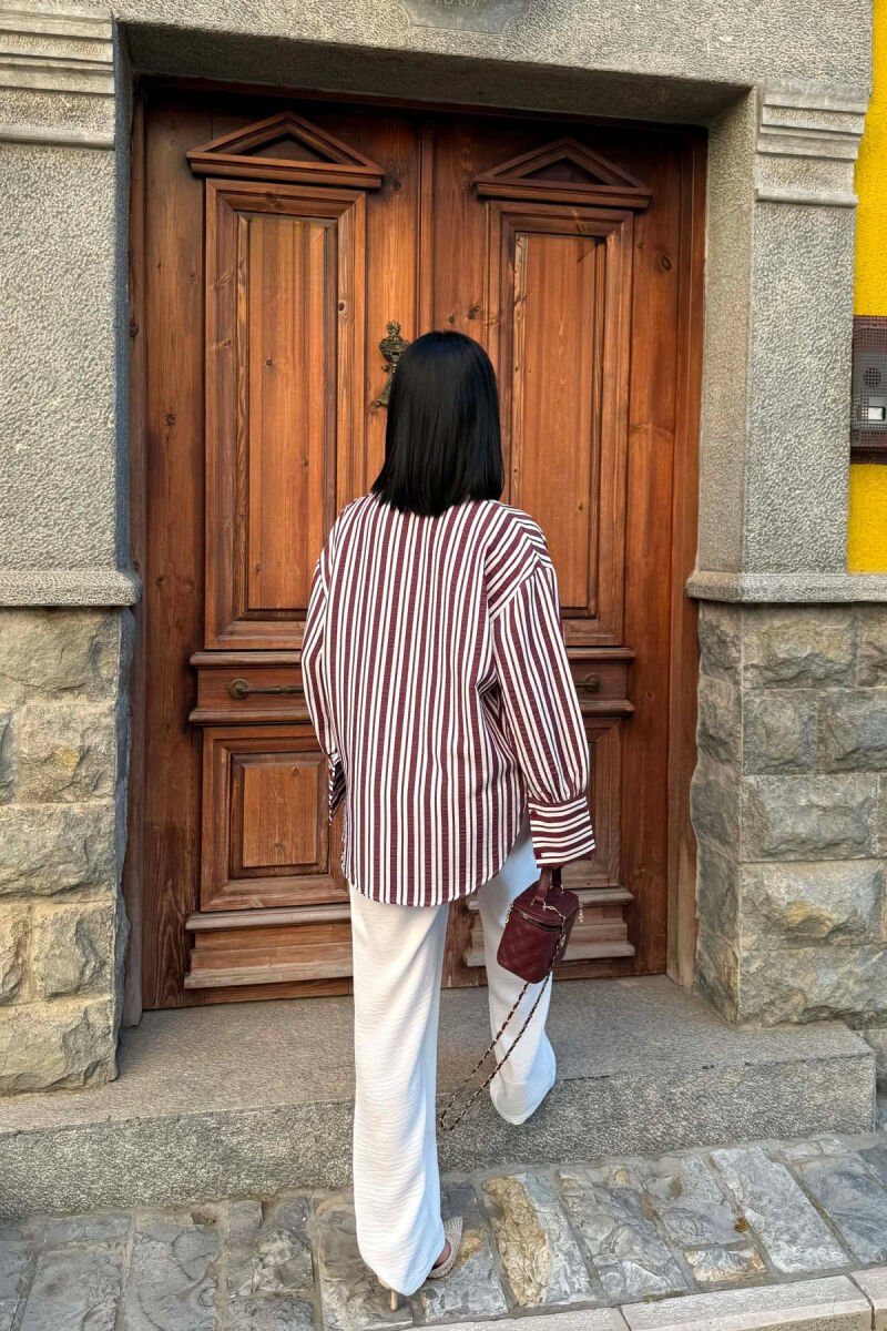 LINES DESIGN FRONT POCKETS WOMAN SHIRTS BURGUNDY/VISHNJE - 3