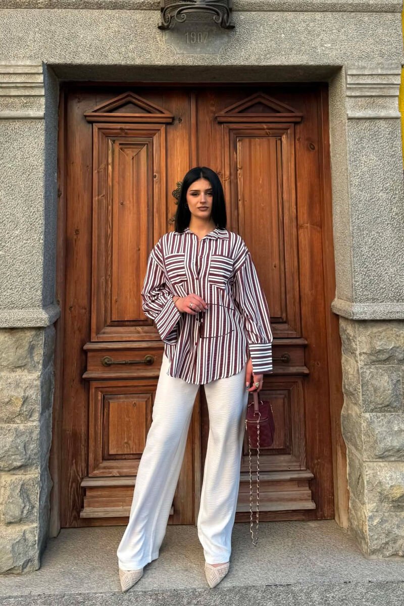 LINES DESIGN FRONT POCKETS WOMAN SHIRTS BURGUNDY/VISHNJE - 4